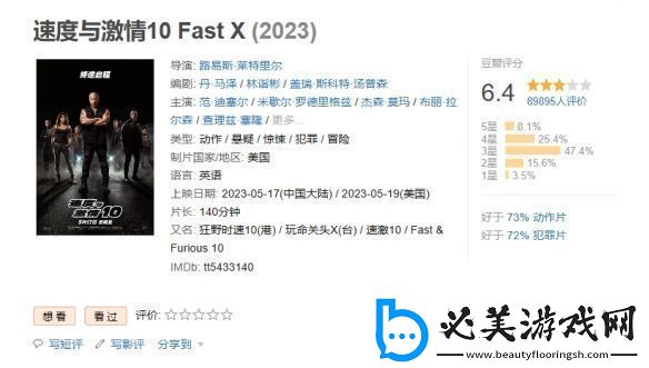 速度与激情10延长上映至7月16日！豆瓣评分6.4分